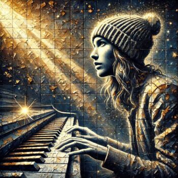 Pintura intitulada "Inspirato" por Davina Dugnas, Obras de arte originais, Pintura digital Montado em Armação em madeira
