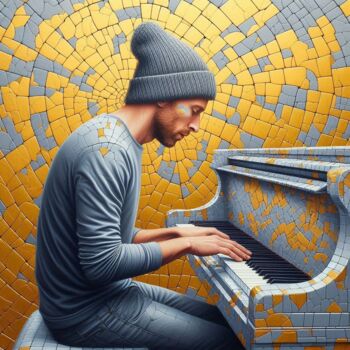 Grafika cyfrowa / sztuka generowana cyfrowo zatytułowany „Chris Martin on Pia…” autorstwa Davina Dugnas, Oryginalna praca, M…