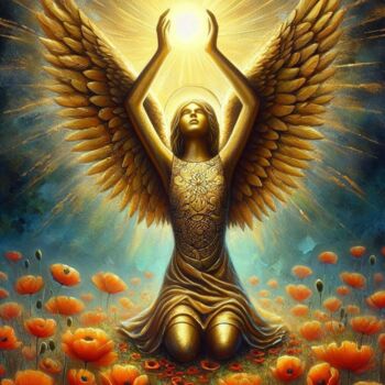 Grafika cyfrowa / sztuka generowana cyfrowo zatytułowany „Angel in Great light” autorstwa Davina Dugnas, Oryginalna praca, M…