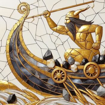 Digital Arts με τίτλο "Thor" από Davina Dugnas, Αυθεντικά έργα τέχνης, Ψηφιακό Κολάζ Τοποθετήθηκε στο Ξύλινο φορείο σκελετό