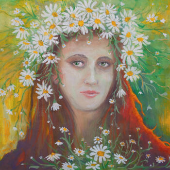 Painting titled "Chamomile Paradise" by Iryna Lupashchenko, Original Artwork, Gouache