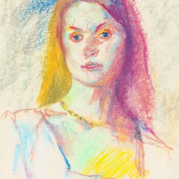 Drawing titled "In her colors" by Mimi Hi, Original Artwork, Pastel