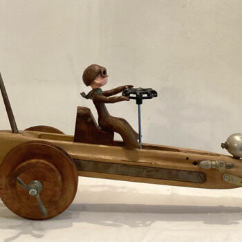 Sculpture titled "« Monsieur Pez »" by Elisabeth Faucheur, Original Artwork, Wood