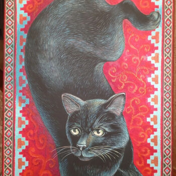 Painting titled "Роскошь на красном…" by Elena Hramcova, Original Artwork, Acrylic