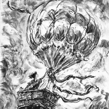 Desenho intitulada "Rising." por Victoria General, Obras de arte originais, Carvão