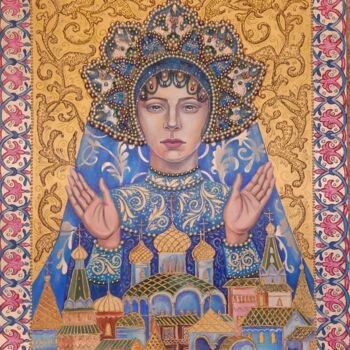 Painting titled "Русь Престольная" by Elena Hramcova, Original Artwork, Acrylic Mounted on Wood Stretcher frame