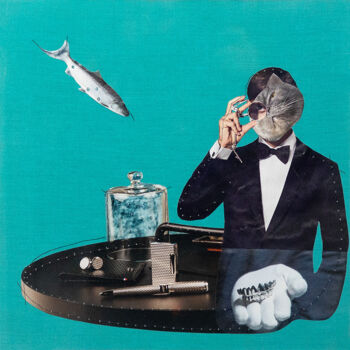 Collages titulada "Catman. Series "Sti…" por Lena Ash, Obra de arte original, Collages Montado en Cartulina