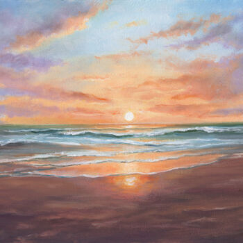 Pittura intitolato "Peaceful beach suns…" da Lucia Verdejo, Opera d'arte originale, Olio Montato su Pannello di legno