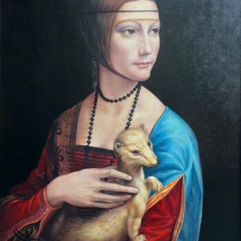 Painting titled "Lady with an Ermine" by Samvel Atasunts, Original Artwork, Oil