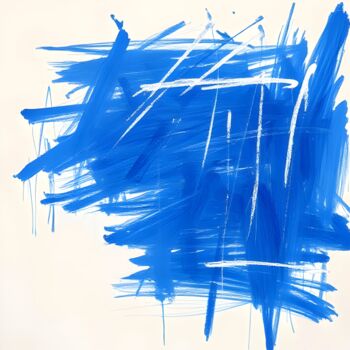 Druckgrafik mit dem Titel "Scribbles on Blue" von Ivy Blue, Original-Kunstwerk, Digitaldruck