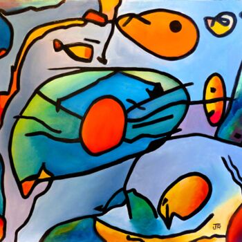 Painting titled "Les araignées de Ch…" by Jean Rebel, Original Artwork, Oil Mounted on Other rigid panel