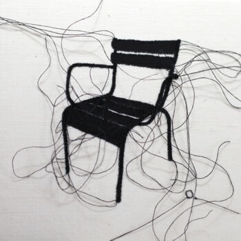 Art textile intitulée "Songe" par Odile Guichard, Œuvre d'art originale, Broderie Monté sur Châssis en bois