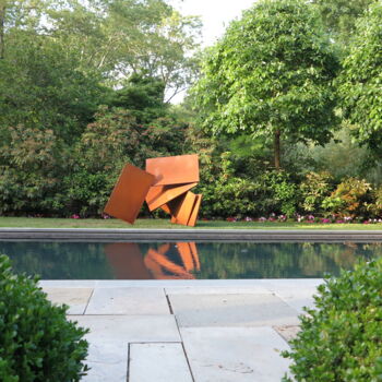 Sculpture titled "Cartes" by Etienne Viard, Original Artwork, Stainless Steel