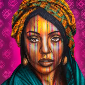 Peinture intitulée "INDIRA" par Alfredus, Œuvre d'art originale, Bombe aérosol