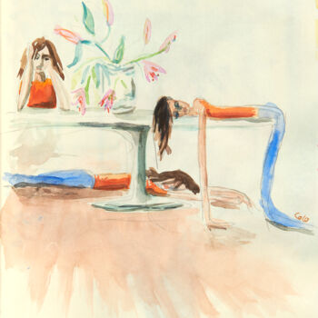 Painting titled "ME MYSELF AND I" by Corinthia Dream, Original Artwork, Watercolor