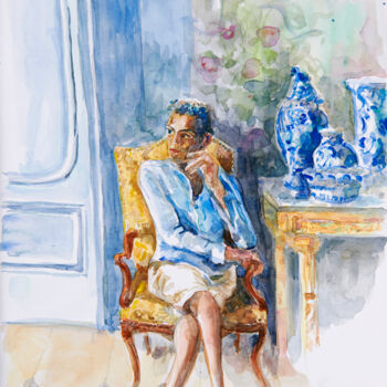 Drawing titled "Regarder Vers la Lu…" by Corinthia Dream, Original Artwork, Watercolor