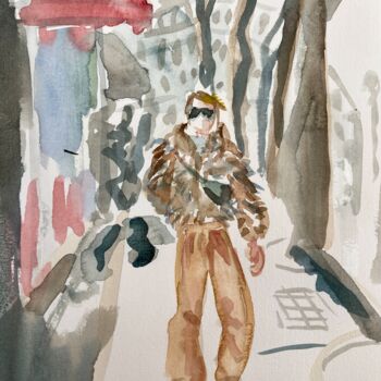 Dessin intitulée "République, Paris,…" par Corinthia Dream, Œuvre d'art originale, Aquarelle
