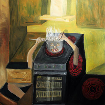 Painting titled "Artiste en ébulliti…" by Alice Goudon, Original Artwork, Fabric