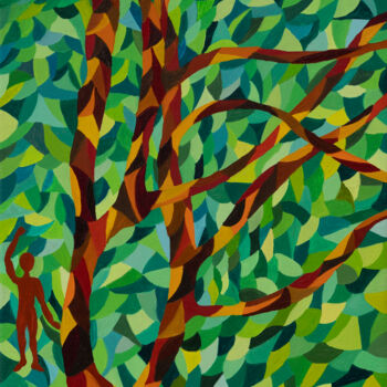 Painting titled "Morne Courbaril " by Béji Artmoz, Original Artwork, Oil