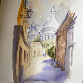 Peinture intitulée "MONTMARTRE" par Jean Retif, Œuvre d'art originale, Aquarelle