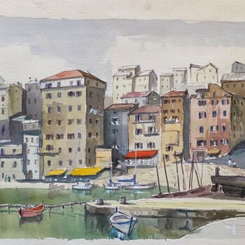 Painting titled "HONFLEUR LE VIEUX P…" by Jean Retif, Original Artwork, Watercolor