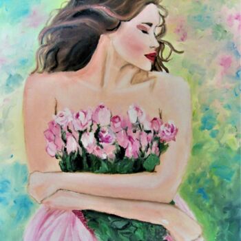 Painting titled "Romantisme" by Véronique Aufrere, Original Artwork, Oil