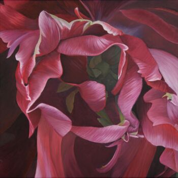 Painting titled "Tulipe 05" by Odile Faure, Original Artwork, Oil