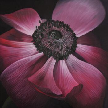 Painting titled "Anémone 01" by Odile Faure, Original Artwork, Oil