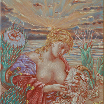 Painting titled "Charité romaine" by Mauro Bordin, Original Artwork, Oil