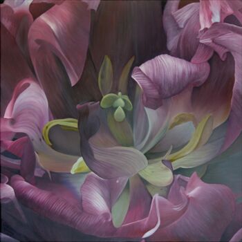 Painting titled "Tulipe 04" by Odile Faure, Original Artwork, Oil