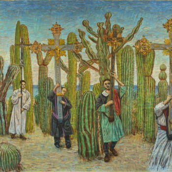 Painting titled "Le chemin des croix" by Mauro Bordin, Original Artwork, Oil