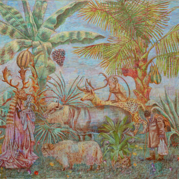 Painting titled "La Visitation" by Mauro Bordin, Original Artwork, Oil