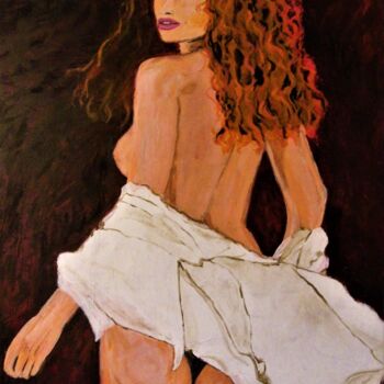Painting titled "La chemise blanche" by Véronique Aufrere, Original Artwork, Oil