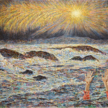 Painting titled "La comète" by Mauro Bordin, Original Artwork, Oil