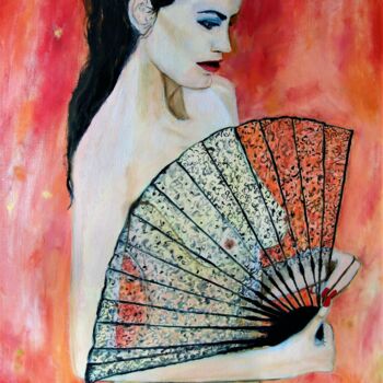 Drawing titled "Pudeur" by Véronique Aufrere, Original Artwork, Oil