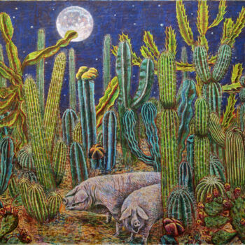 Painting titled "During Big Moon" by Mauro Bordin, Original Artwork, Oil