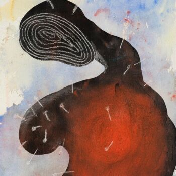Drawing titled "Moissonnés par un c…" by Assoukrou Aké, Original Artwork, Watercolor
