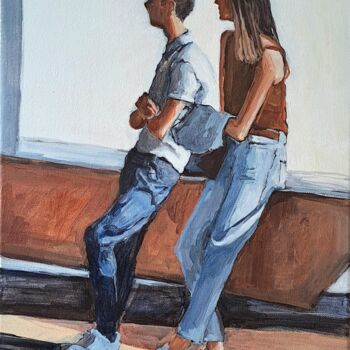 Painting titled "Spectateurs" by Carole Leprince, Original Artwork, Acrylic