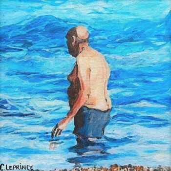 Painting titled "Bleu" by Carole Leprince, Original Artwork, Acrylic