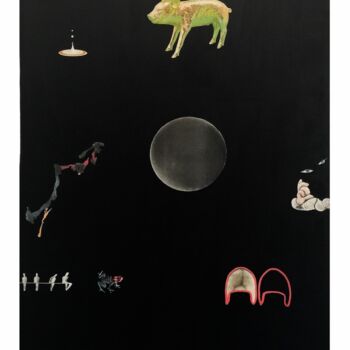 Drawing titled "Cochon d'or" by Anne  Deleporte, Original Artwork, Paper