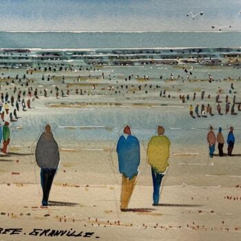 Painting titled "Grande Maree Granvi…" by Philippe Brunet, Original Artwork, Watercolor