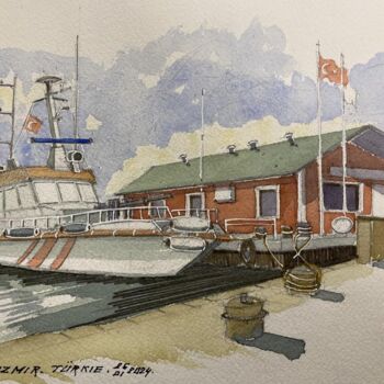 Painting titled "IZMIR" by Philippe Brunet, Original Artwork, Watercolor