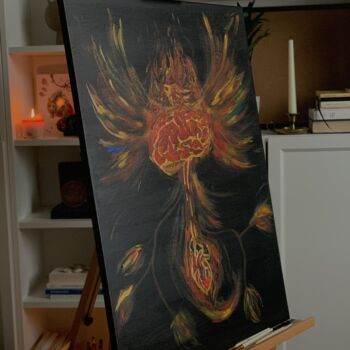 Peinture intitulée "Renaître " par Belkis Rabie, Œuvre d'art originale, Acrylique