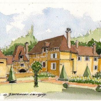 Peinture intitulée "Chateau. de Boucque…" par Philippe Brunet, Œuvre d'art originale, Aquarelle