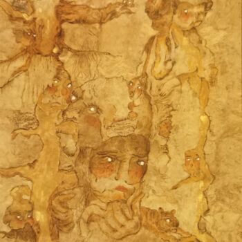 Painting titled "La forêt désenchant…" by H Pordea, Original Artwork, Oil