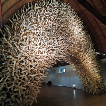 Sculpture intitulée "Entre" par Simon Augade, Œuvre d'art originale, Bois