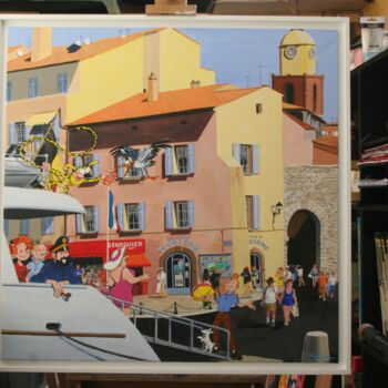 Painting titled "Nos heros Belges à…" by Philippe Marin, Original Artwork, Acrylic