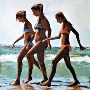 Painting titled "La Passeggiata" by Carole Leprince, Original Artwork, Acrylic