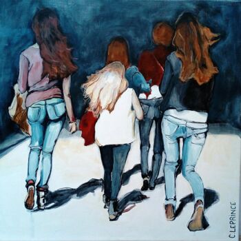 Painting titled "Shopping" by Carole Leprince, Original Artwork, Acrylic