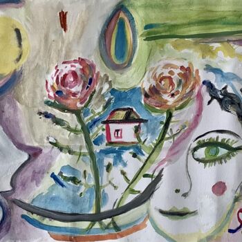 Dessin intitulée "Sweet Island 🏝️" par Lumina Wang, Œuvre d'art originale, Aquarelle